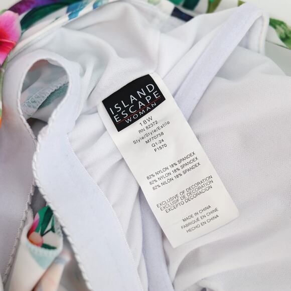 Island Escape Women White Tropical Capetown Underwire Swim Tankini Top Size 18W - Picture 4 of 4